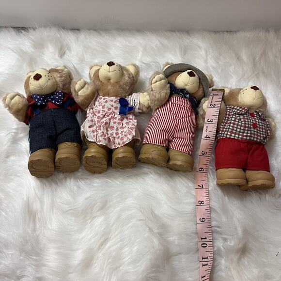 Vintage 1986 Wendys Furskins Collectible 7” Teddy Bear Plush Lot Of 4 Bears - Picture 8 of 11